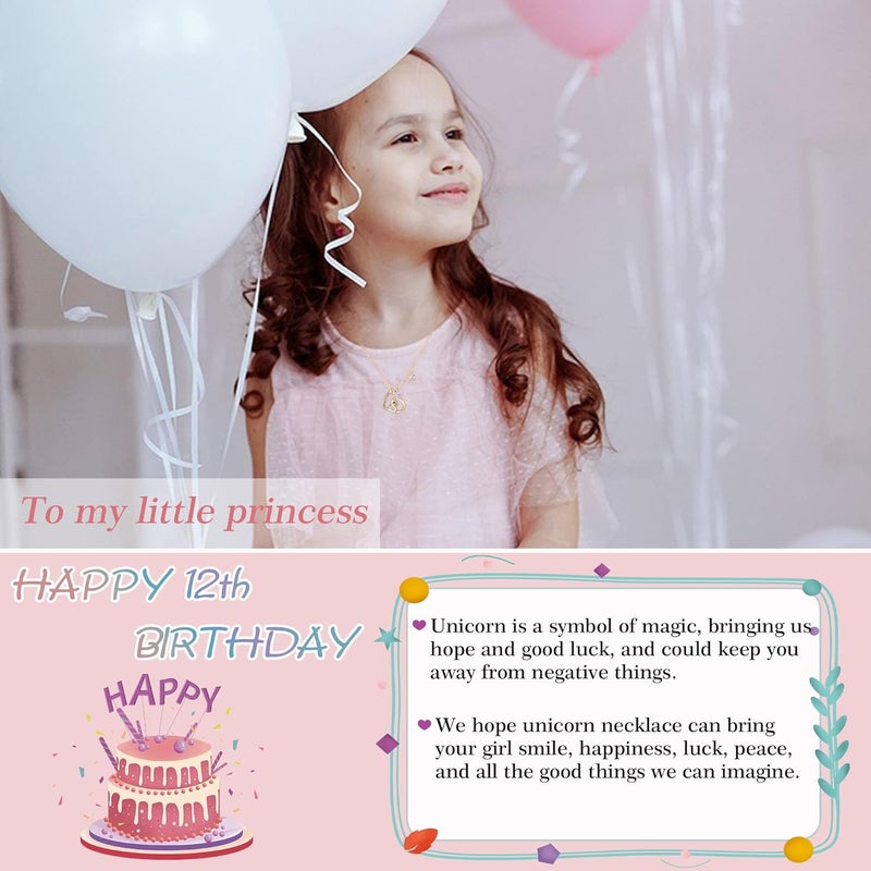 Hidepoo Birthday Unicorns Gifts for Girls - Unicorn Necklace Birthday Gift for 3-16 Year Old Girl Colorful CZ Heart Pendant Unicorn Necklace for Girls Gifts Jewelry - Image 2